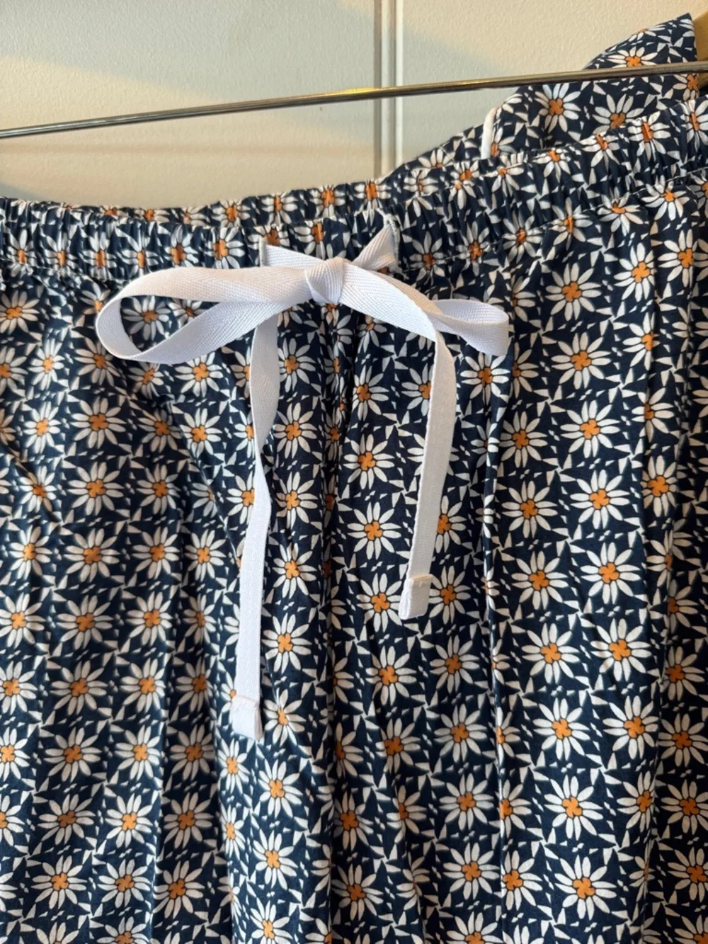 Women's Navy Floral Print Pajama Set with Contrast Piping - Picture 2 of 4